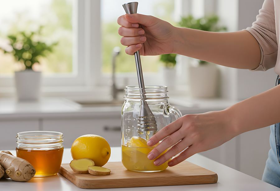 Mixing fresh lemonade